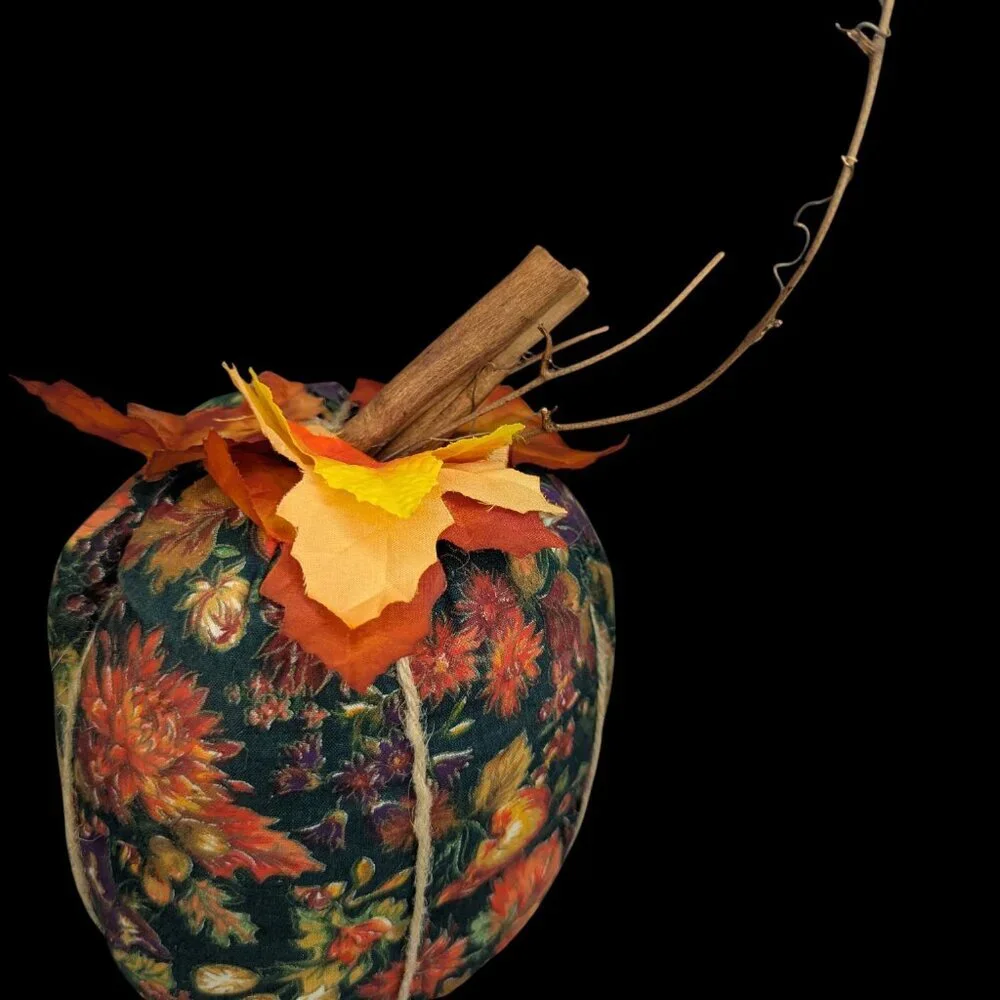 Autumn Floral Fabric Pumpkin Centerpiece Decor 9